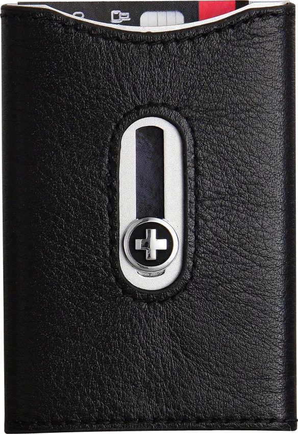 Swiss Wallet Black w/Silver